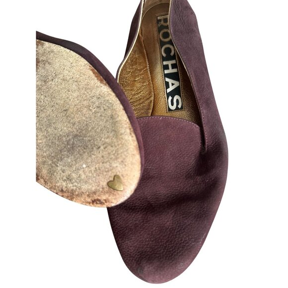 ROCHAS Brown Suede Loafers Flats Size 38.5 - Picture 10 of 11